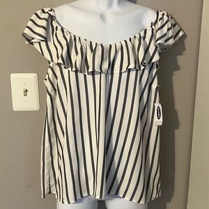 NWT Old Navy Off-Shoulder Striped Blouse Sz L